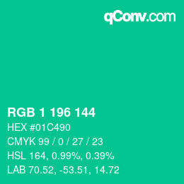 Color code: RGB 1 196 144 | qconv.com