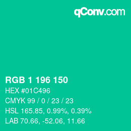 Color code: RGB 1 196 150 | qconv.com