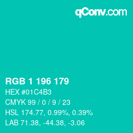 Color code: RGB 1 196 179 | qconv.com