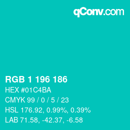 Color code: RGB 1 196 186 | qconv.com