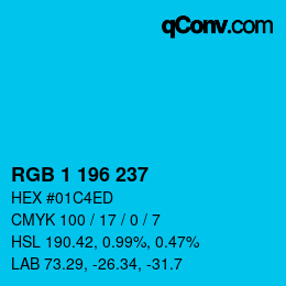 Color code: RGB 1 196 237 | qconv.com