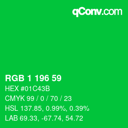 Color code: RGB 1 196 59 | qconv.com