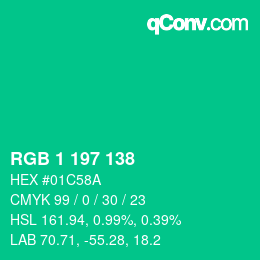 Color code: RGB 1 197 138 | qconv.com