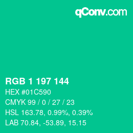 カラーコード: RGB 1 197 144 | qconv.com