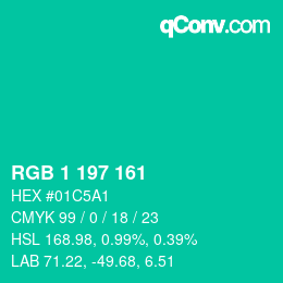 Color code: RGB 1 197 161 | qconv.com