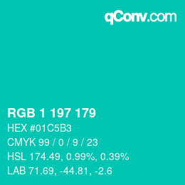 Color code: RGB 1 197 179 | qconv.com