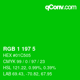 Farbcode: RGB 1 197 5 | qconv.com