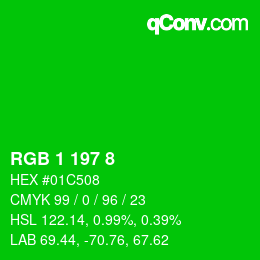 Farbcode: RGB 1 197 8 | qconv.com