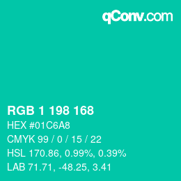 Code couleur: RGB 1 198 168 | qconv.com