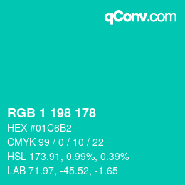 颜色代码: RGB 1 198 178 | qconv.com