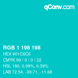 Color code: RGB 1 198 198 | qconv.com