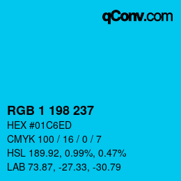 カラーコード: RGB 1 198 237 | qconv.com