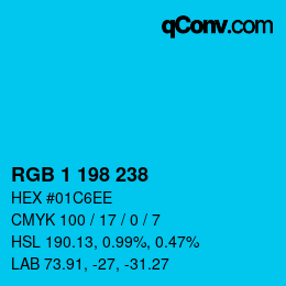カラーコード: RGB 1 198 238 | qconv.com