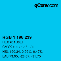 カラーコード: RGB 1 198 239 | qconv.com