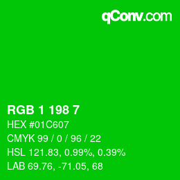 Color code: RGB 1 198 7 | qconv.com