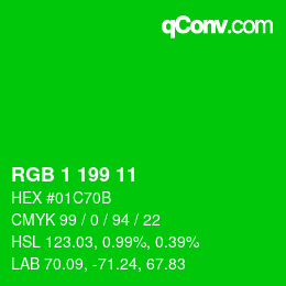 Color code: RGB 1 199 11 | qconv.com