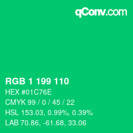 カラーコード: RGB 1 199 110 | qconv.com