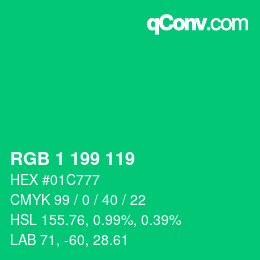 Color code: RGB 1 199 119 | qconv.com