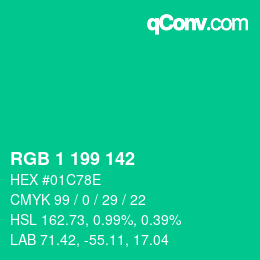 颜色代码: RGB 1 199 142 | qconv.com