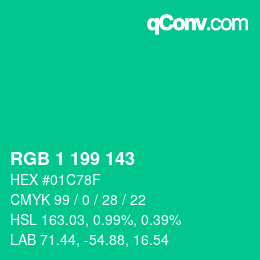 Color code: RGB 1 199 143 | qconv.com