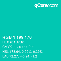 カラーコード: RGB 1 199 178 | qconv.com