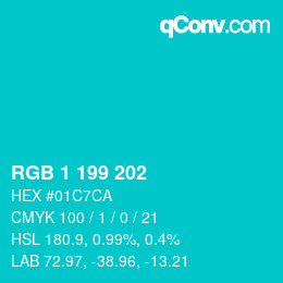 Color code: RGB 1 199 202 | qconv.com