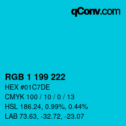カラーコード: RGB 1 199 222 | qconv.com