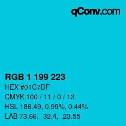 Color code: RGB 1 199 223 | qconv.com