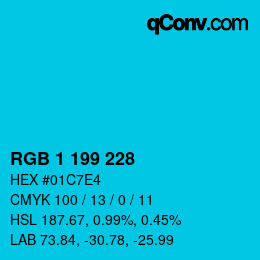 カラーコード: RGB 1 199 228 | qconv.com
