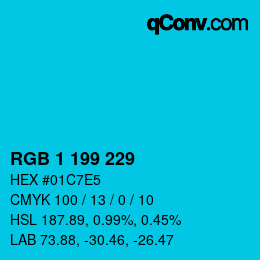 カラーコード: RGB 1 199 229 | qconv.com