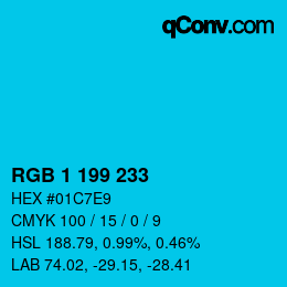 カラーコード: RGB 1 199 233 | qconv.com