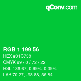 Color code: RGB 1 199 56 | qconv.com