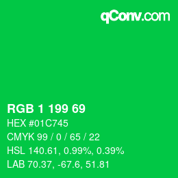 Color code: RGB 1 199 69 | qconv.com