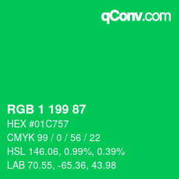 カラーコード: RGB 1 199 87 | qconv.com