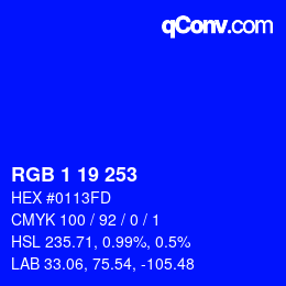 Color code: RGB 1 19 253 | qconv.com