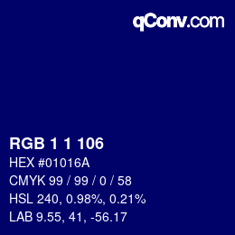 Farbcode: RGB 1 1 106 | qconv.com
