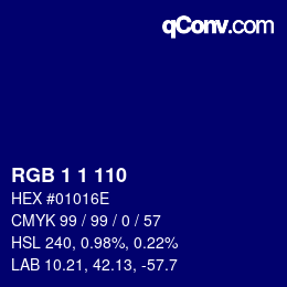 カラーコード: RGB 1 1 110 | qconv.com