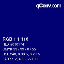 カラーコード: RGB 1 1 116 | qconv.com