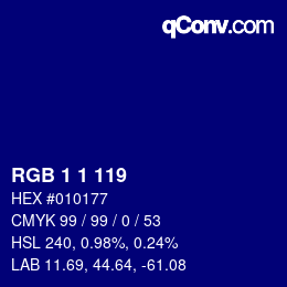 カラーコード: RGB 1 1 119 | qconv.com