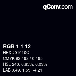 Color code: RGB 1 1 12 | qconv.com