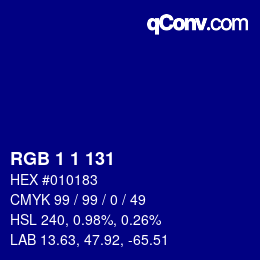 カラーコード: RGB 1 1 131 | qconv.com