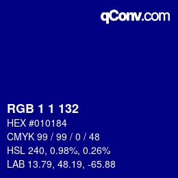 颜色代码: RGB 1 1 132 | qconv.com