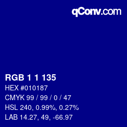 Farbcode: RGB 1 1 135 | qconv.com