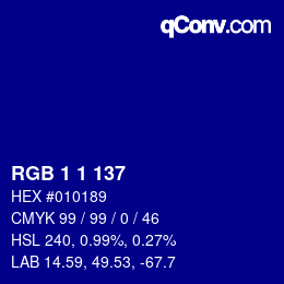 Color code: RGB 1 1 137 | qconv.com