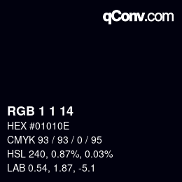 カラーコード: RGB 1 1 14 | qconv.com