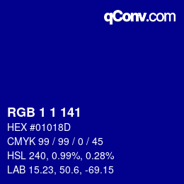 Farbcode: RGB 1 1 141 | qconv.com