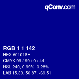 カラーコード: RGB 1 1 142 | qconv.com