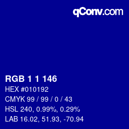 Farbcode: RGB 1 1 146 | qconv.com