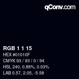 颜色代码: RGB 1 1 15 | qconv.com