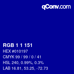 Code couleur: RGB 1 1 151 | qconv.com